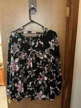 A.N.A. Black printed 2X Ladies Tunic top